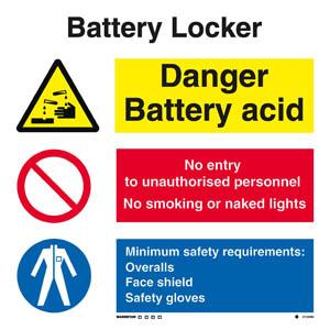 Battery locker combination sign