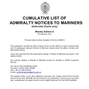 Cumulative list of ADMIRALTY Notices to Mariners (NMs)